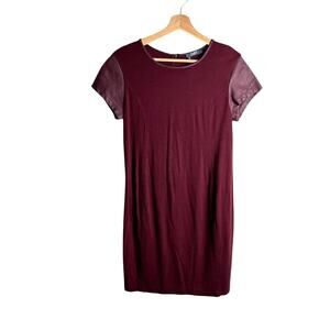 Tart Maternity Braidy Faux Leather Sleeve Dress Wine Red Women's S